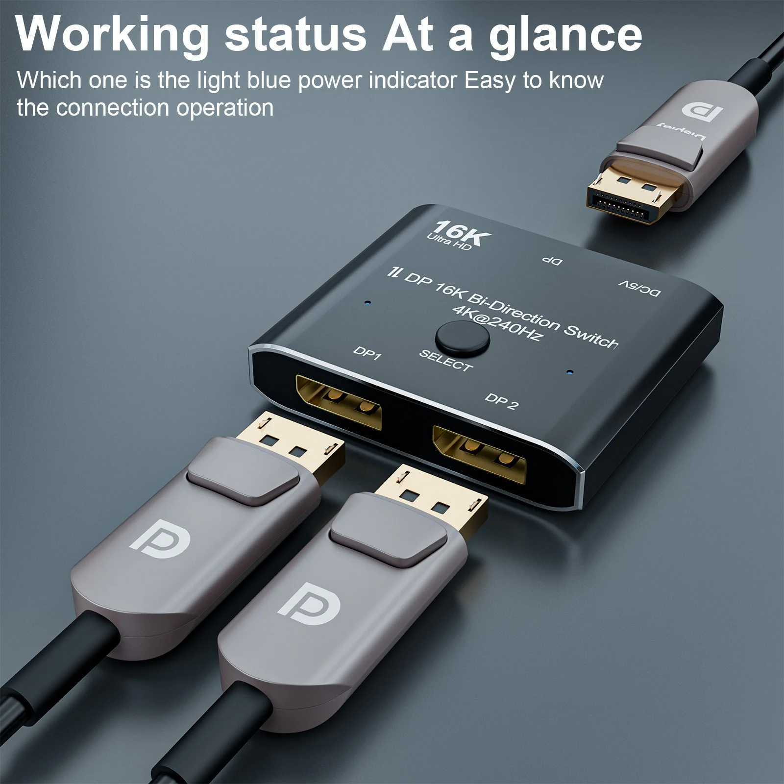 16K DisplayPort 2x1 Bi-Directional Switch 4K@240Hz Ultra HD