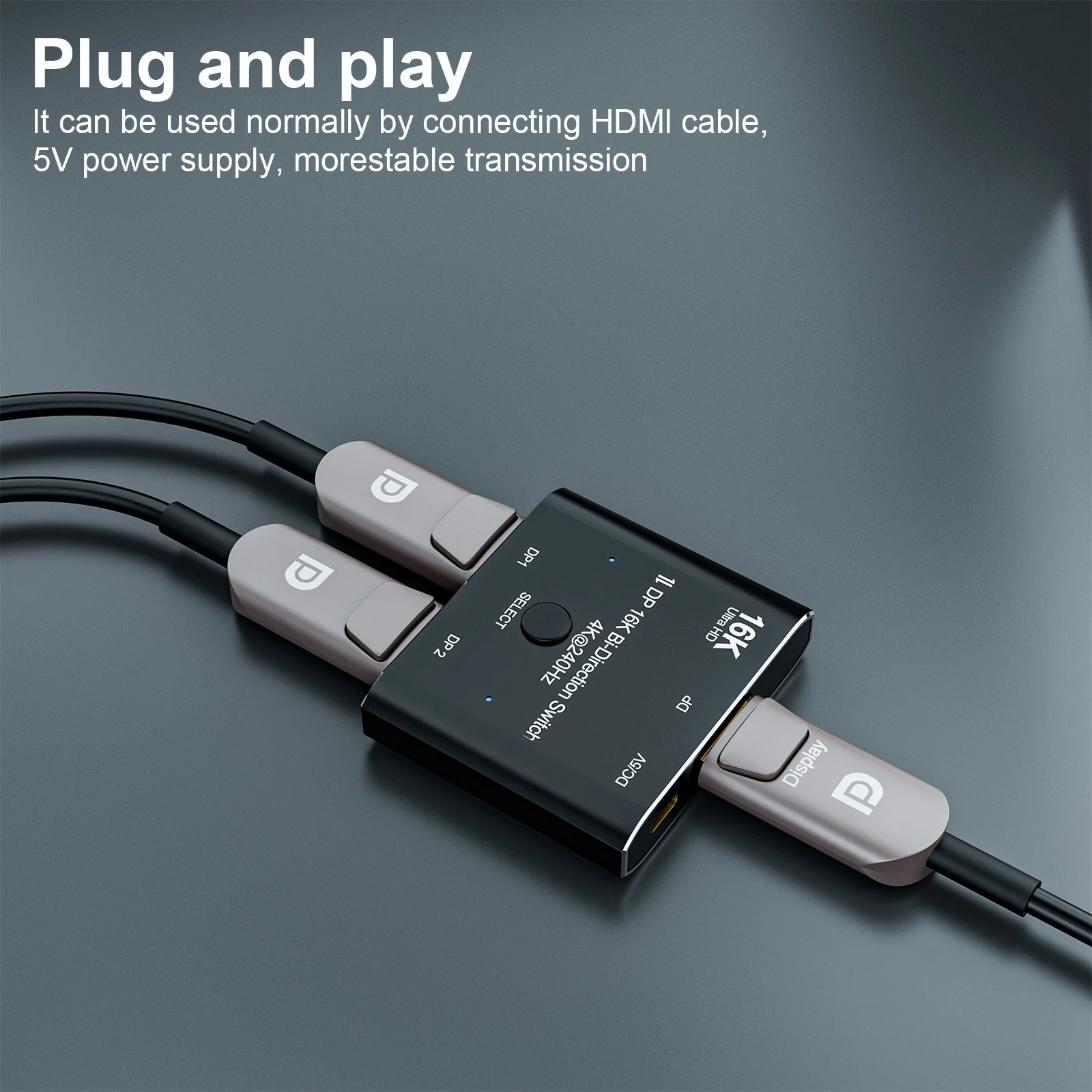 Commutateur bidirectionnel DisplayPort 2x1 16K 4K à 240 Hz Ultra HD