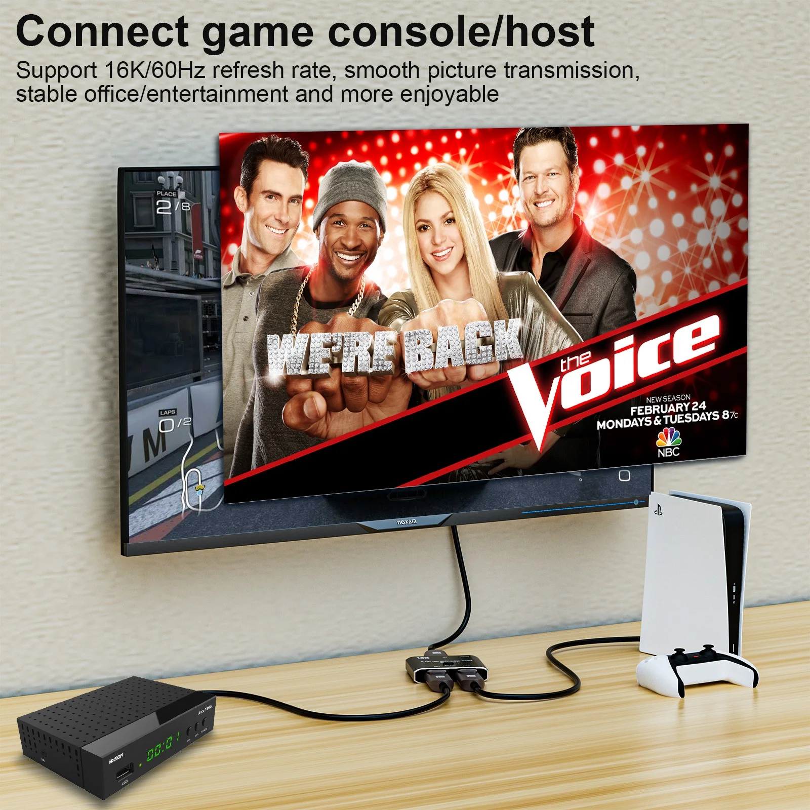 16K DisplayPort 2x1 Bi-Directional Switch 4K@240Hz Ultra HD