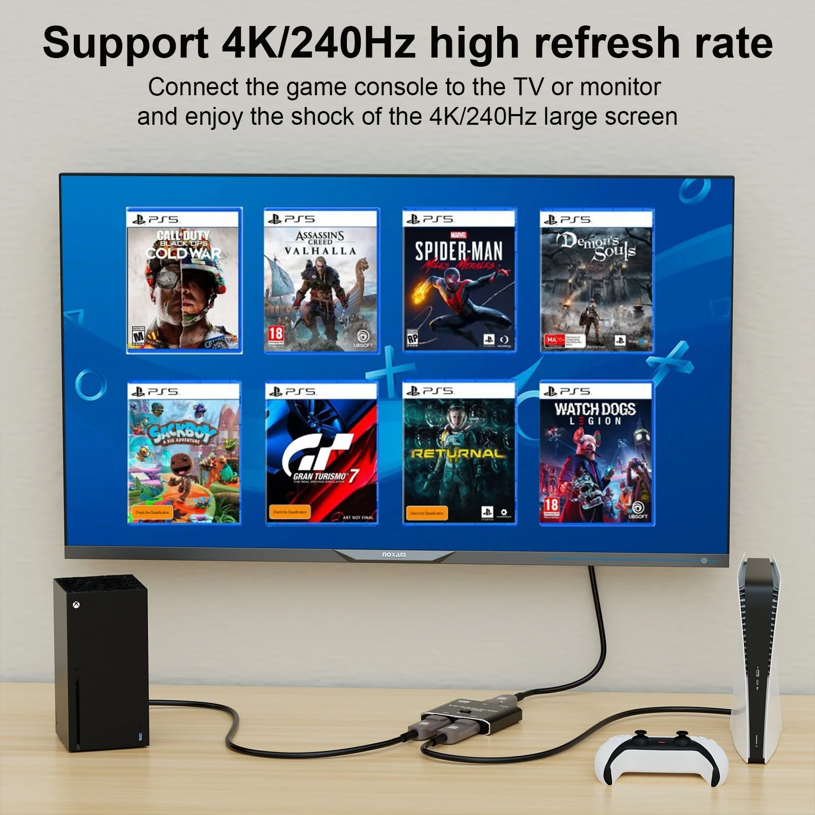 Commutateur bidirectionnel DisplayPort 2x1 16K 4K à 240 Hz Ultra HD
