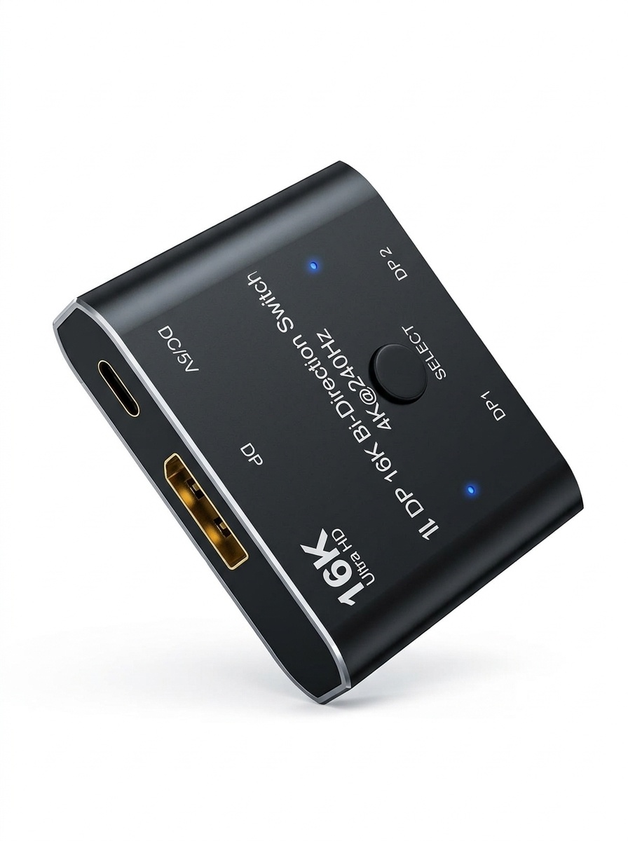16K DisplayPort 2x1 Bi-Directional Switch 4K@240Hz Ultra HD