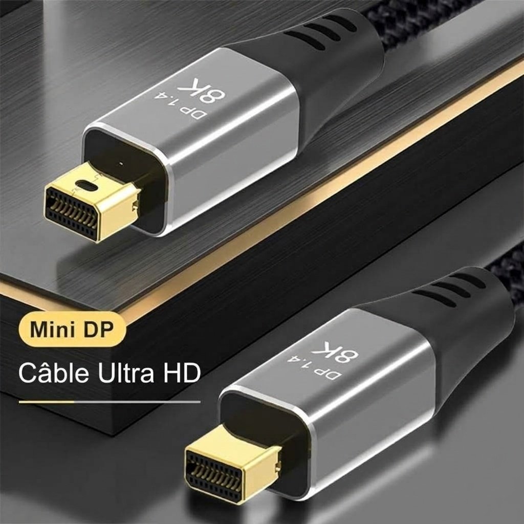 Câble Mini DisplayPort vers DisplayPort 1.4 8K - Ultra HD