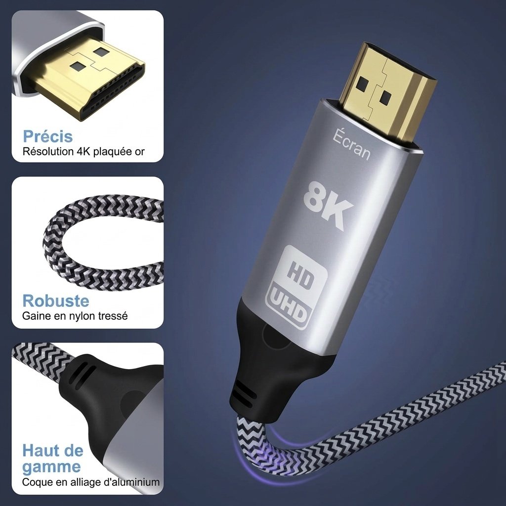 Câble adaptateur DisplayPort 1.4 vers HDMI 8K - DP vers HDMI