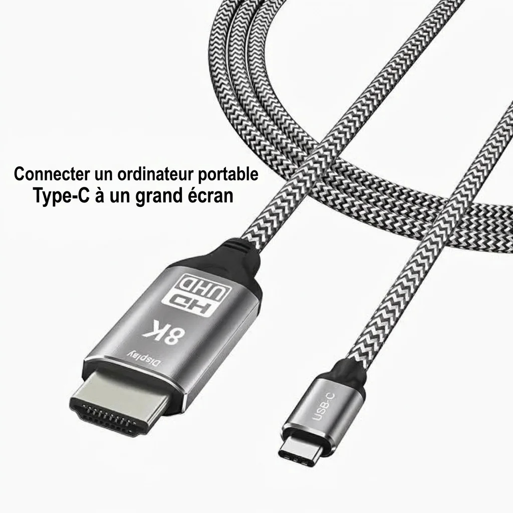 Câble adaptateur DisplayPort 1.4 vers HDMI 8K - UHD 4K à 120 Hz
