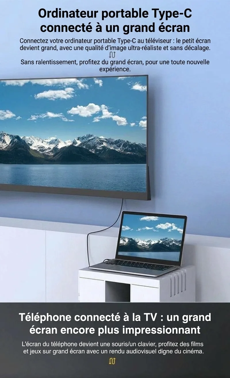 Câble adaptateur DisplayPort 1.4 vers HDMI 8K - UHD 4K à 120 Hz