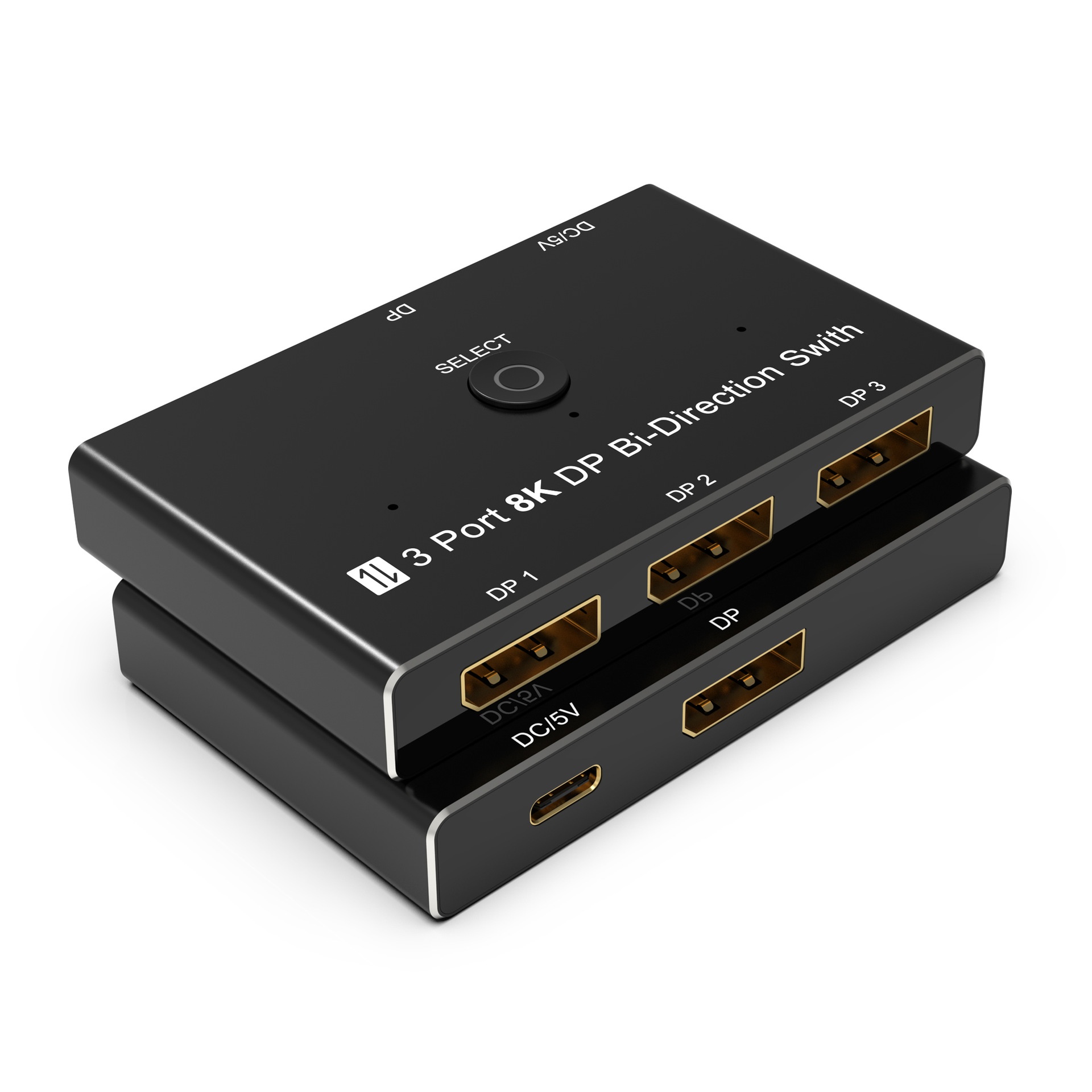 8K DP 1.4 to HDMI Adapter & 3-Port Bi-Directional Switch