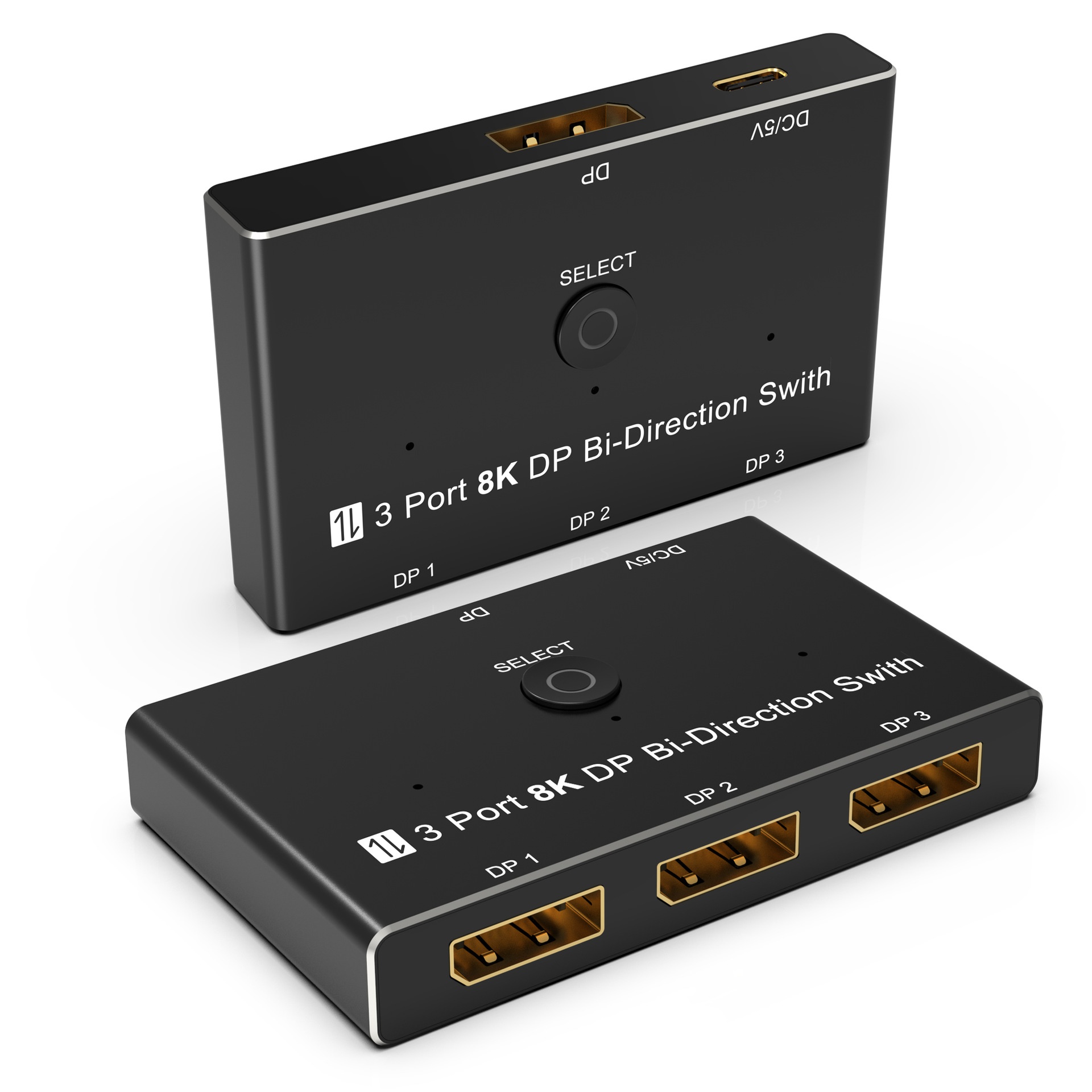 8K DP 1.4 to HDMI Adapter & 3-Port Bi-Directional Switch