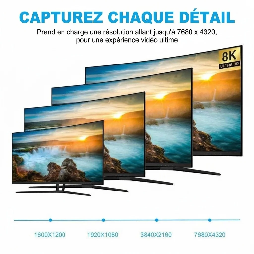 Adaptateur USB-C vers DisplayPort 8K - Câble Type-C DP 1.4 60 Hz