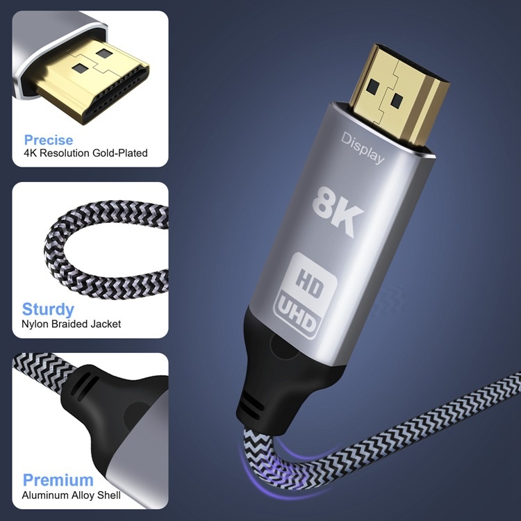 8K DisplayPort to HDMI 1.4 Cable - High-Speed Video Adapter