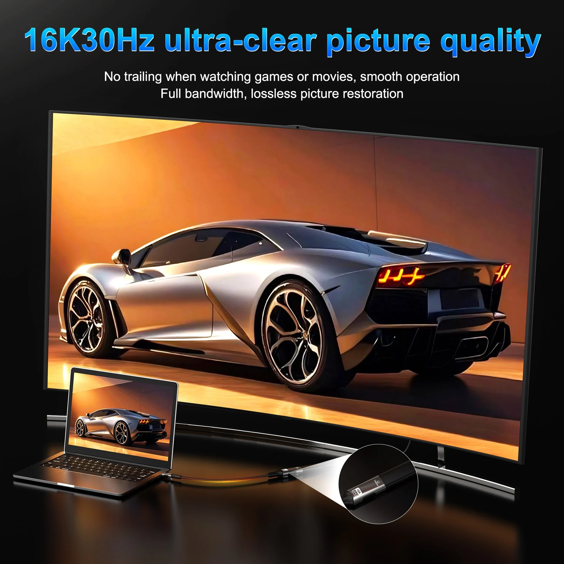 16K USB-C to DisplayPort 2.1 Adapter Cable - Ultra HD 54Gbps