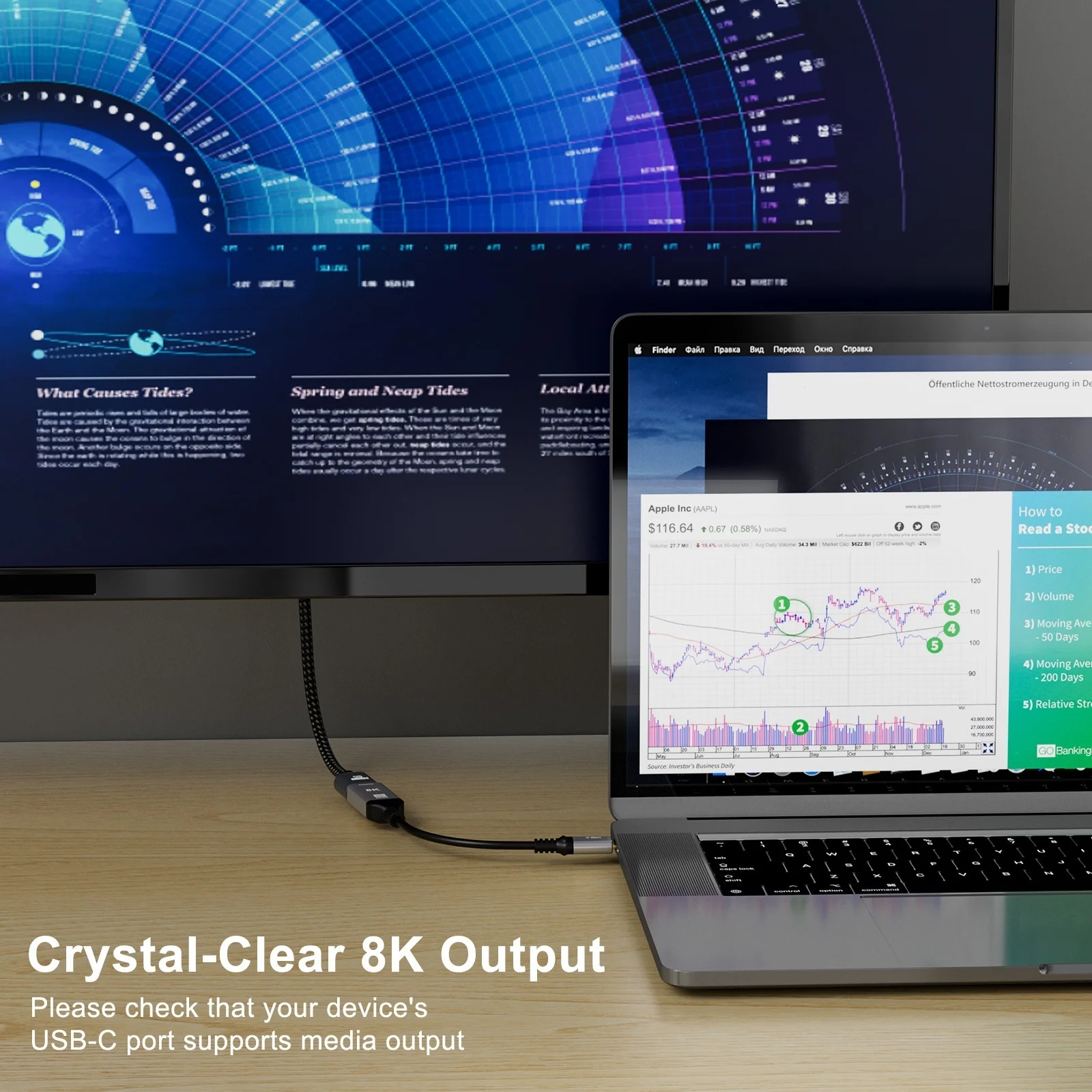 Câble adaptateur USB-C vers HDMI 8K - Convertisseur vidéo UHD 60 Hz