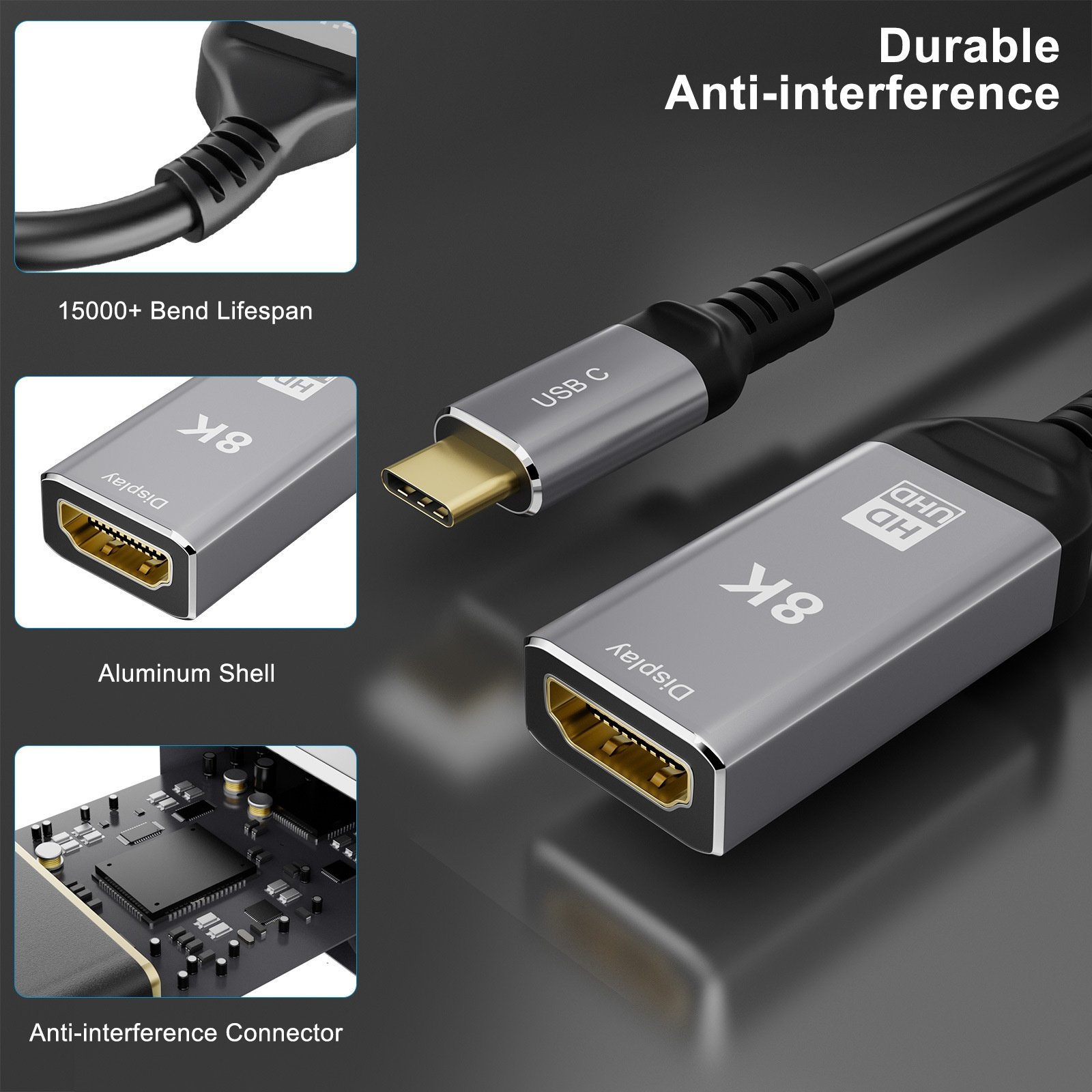8K USB-C to HDMI Adapter Cable - UHD 60Hz Video Converter
