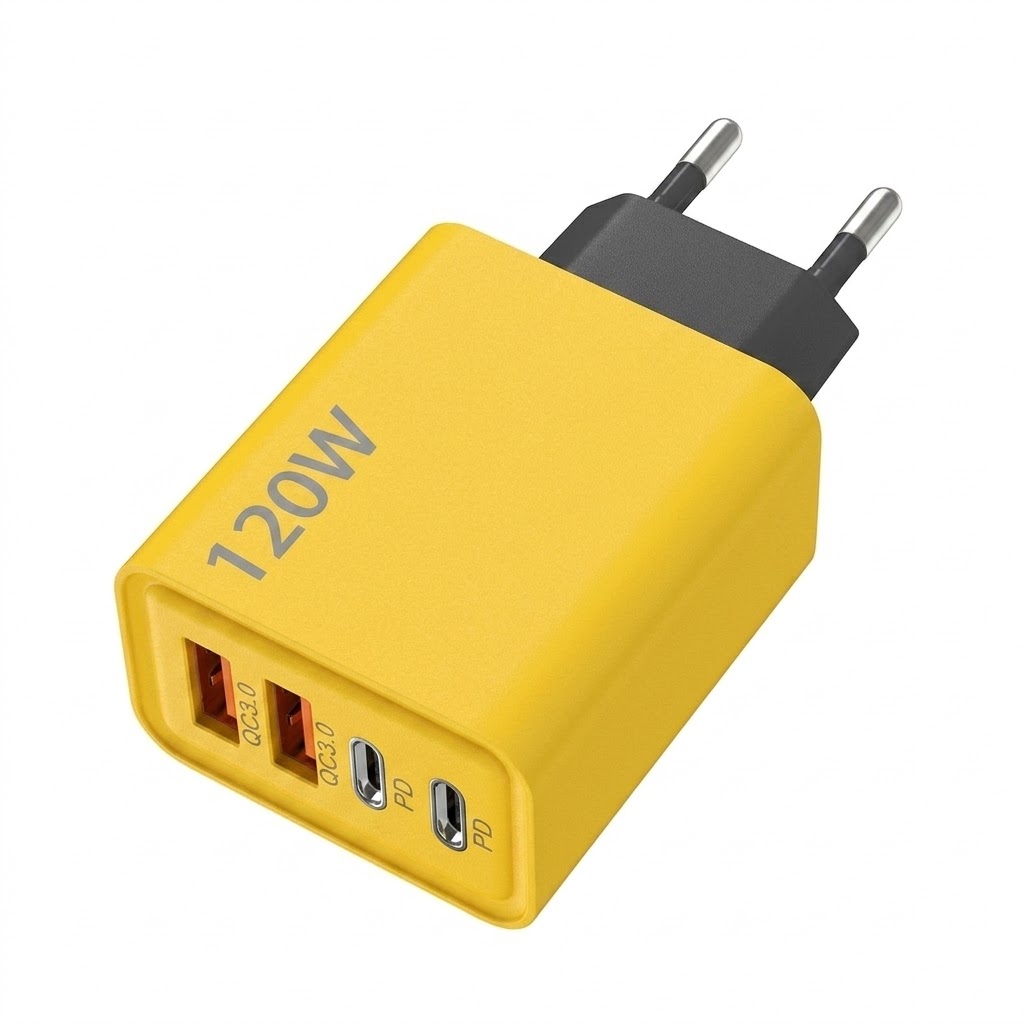 120W USB-C PD Fast Charger, 4-Port Wall Adapter for Travel