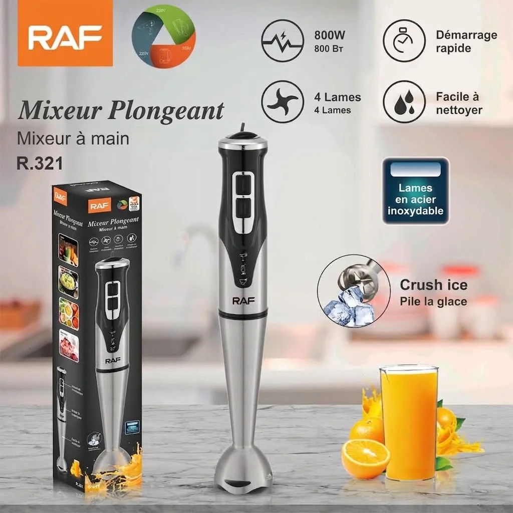 Mixeur plongeant RAF R.321 800W en acier inoxydable pour la cuisine