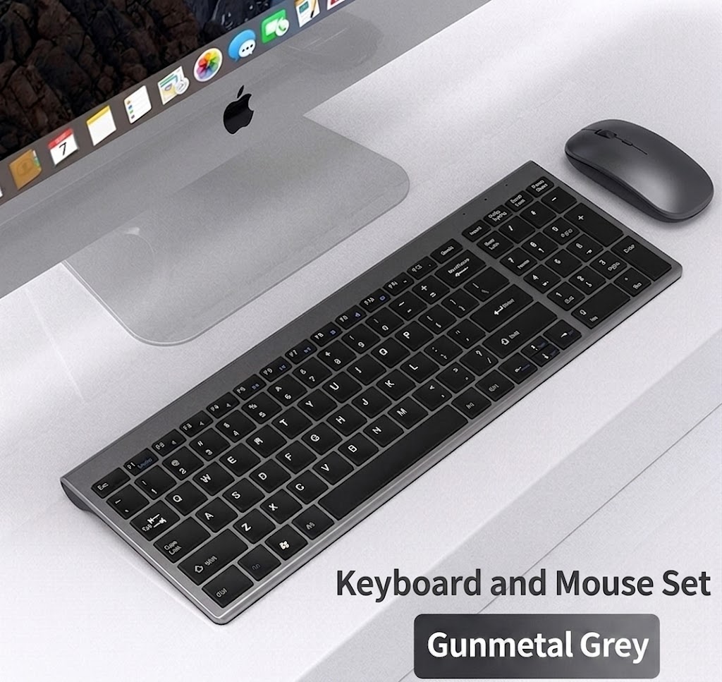 Ultra-Slim Rechargeable 2.4G Wireless Keyboard & Mouse Combo, 20-Day Battery