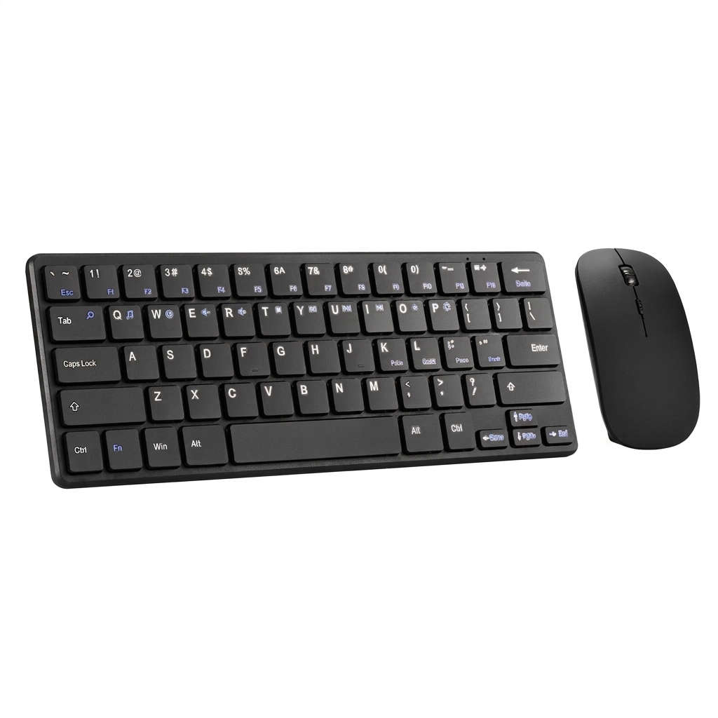 Ensemble clavier et souris de bureau sans fil 2,4 GHz compact avec économie d'énergie intelligente