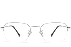 BS0406-0131_Silver_Semi-rimless_Metal_Glasses_front