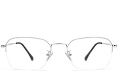 BS0406-0131_Silver_Semi-rimless_Metal_Glasses_front