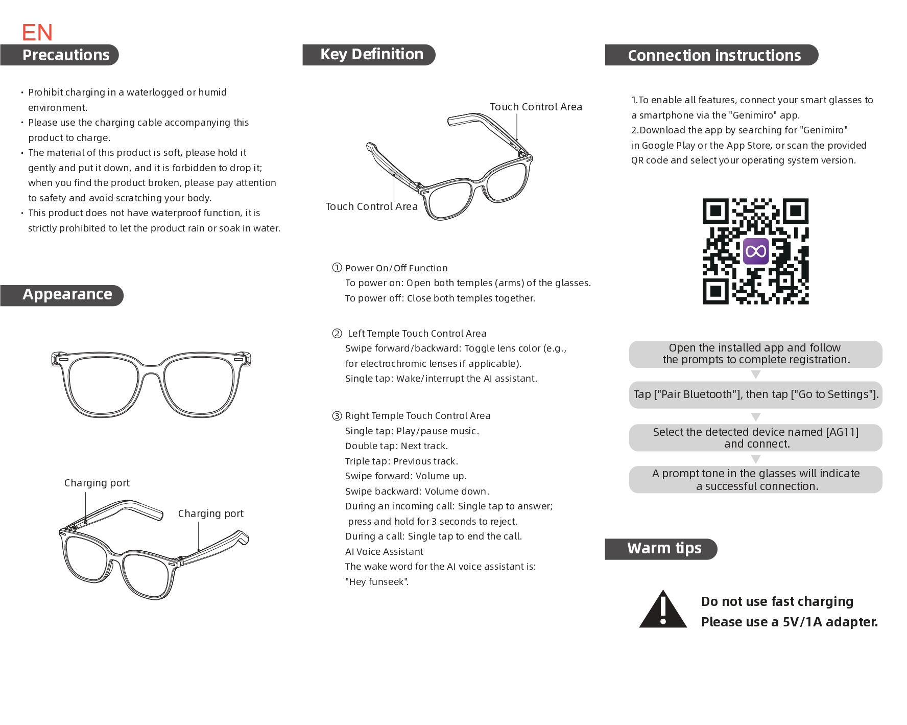 AG11 Black TR90 Electrochromic Smart AI Sunglasses #BS1223-0001
