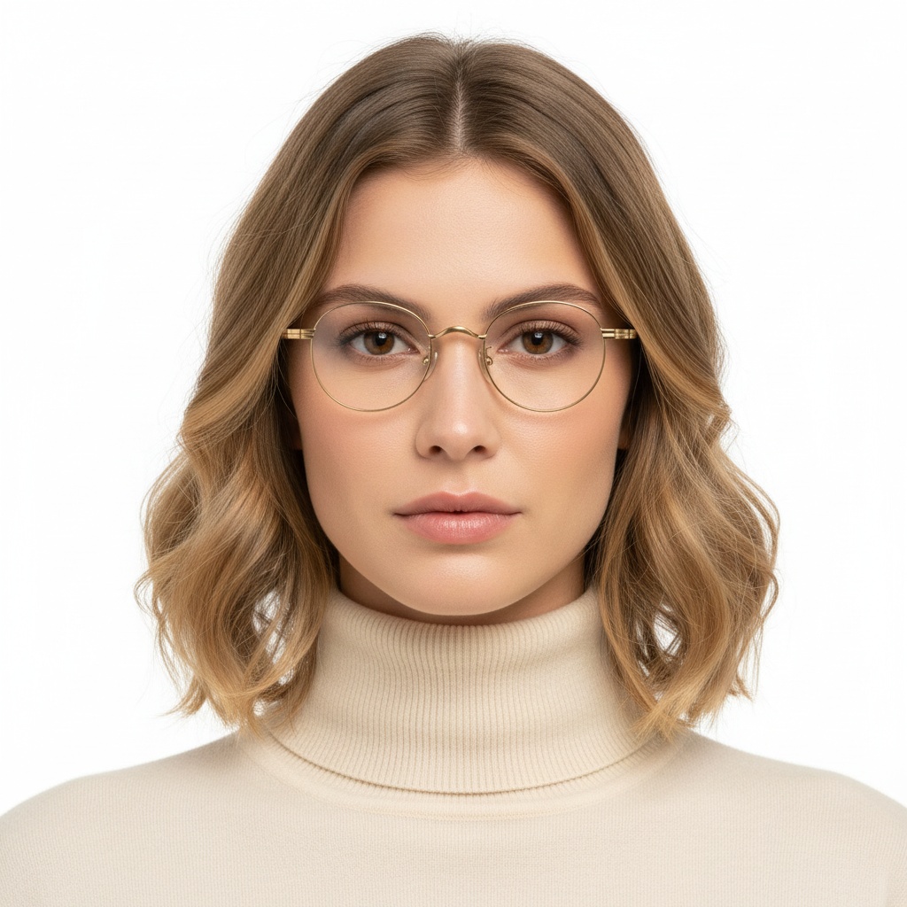 BS1913-0195_Golden_Oval_Titanium_Glasses_model