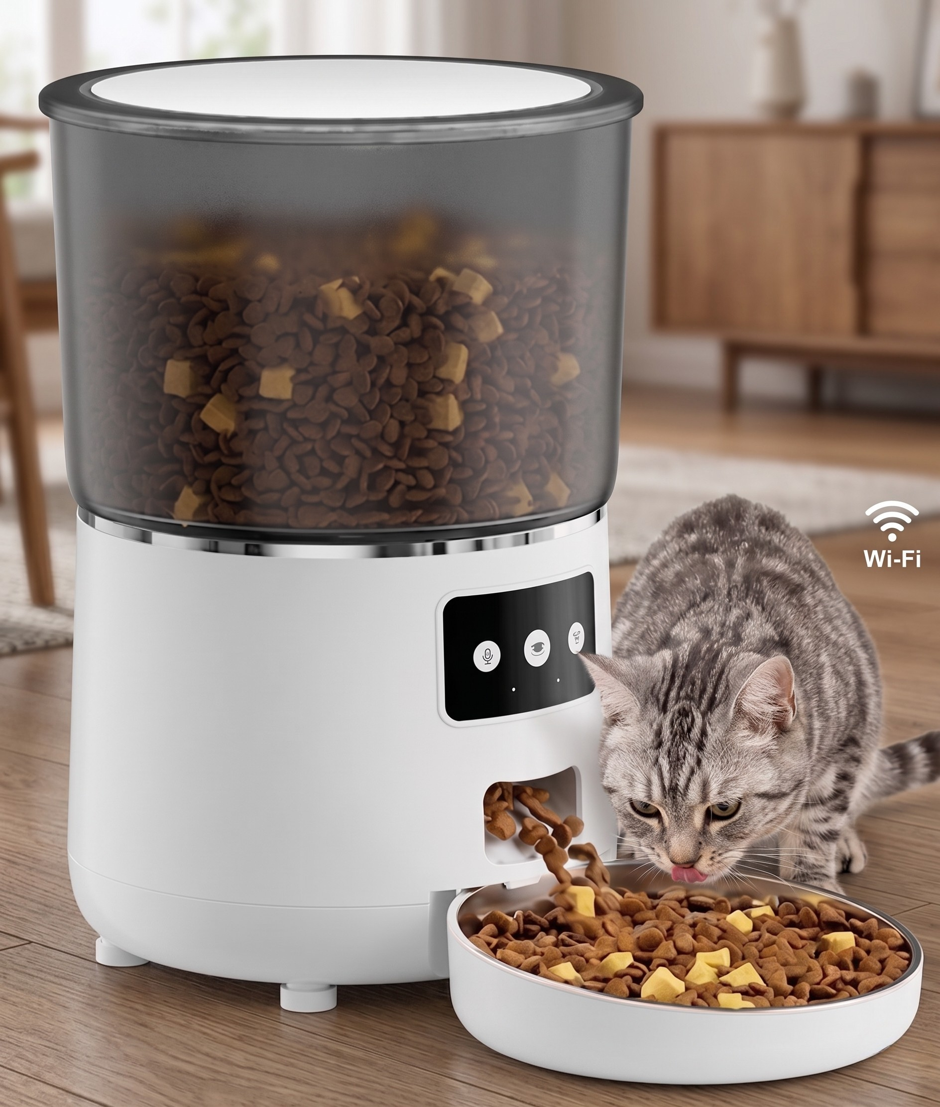 Smart WiFi Automatic Pet Feeder for Cats & Dogs - 4.5L - Round Shape Wi-Fi version