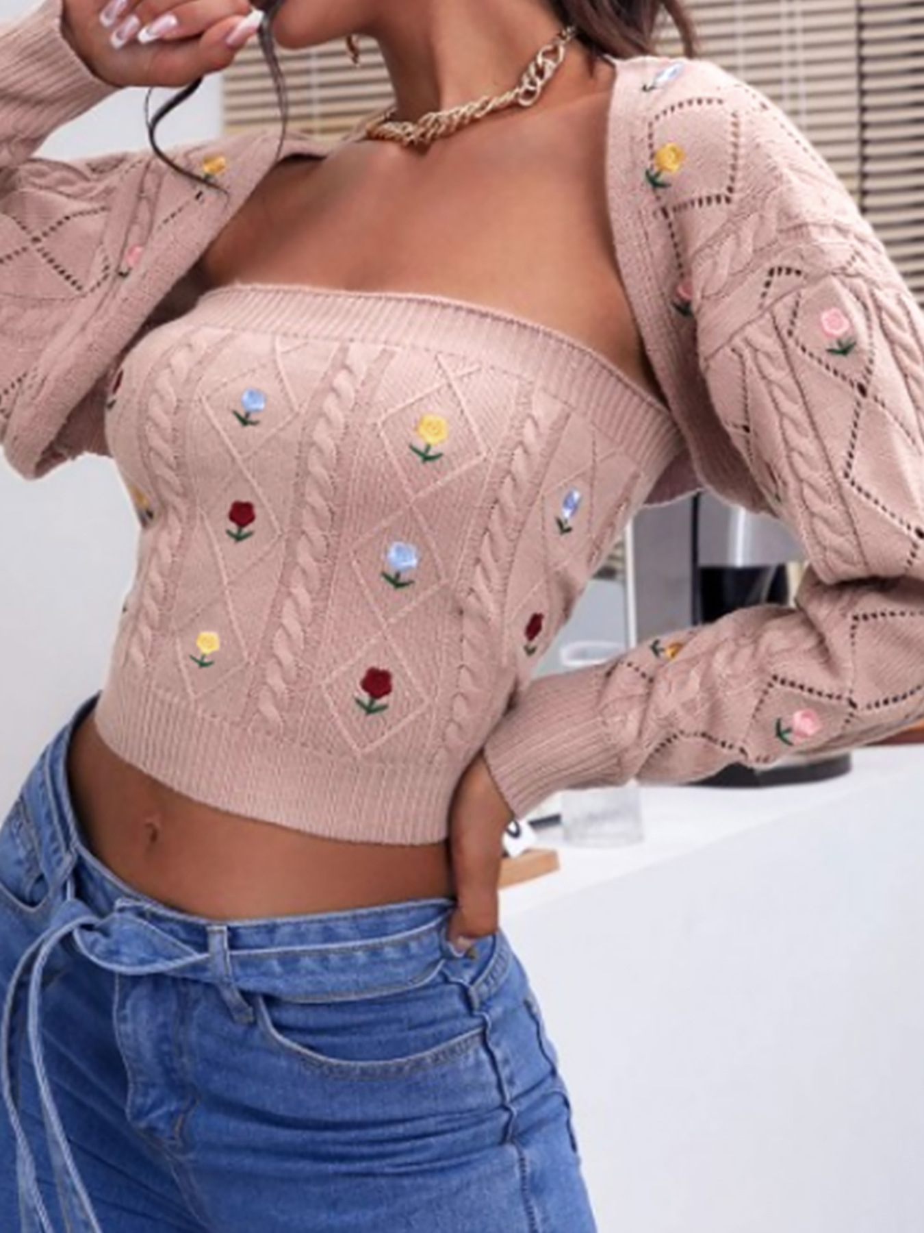 Knitted Cardigan Two-Piece Set - Women's Spring Autumn Outerwear SSU-00030