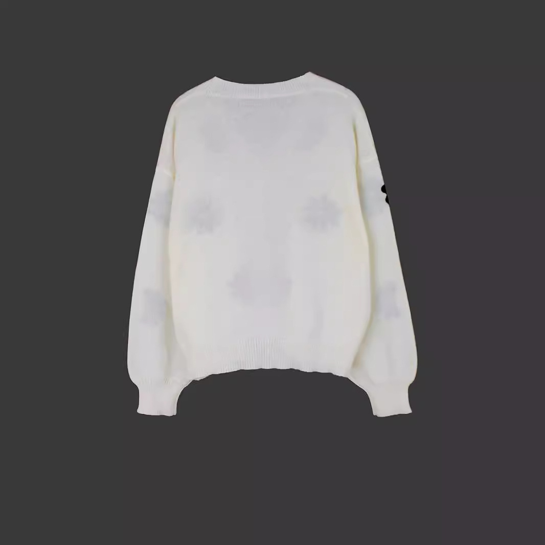 Women's Knit Floral Embroidered Cardigan Sweater Loose Long Sleeve