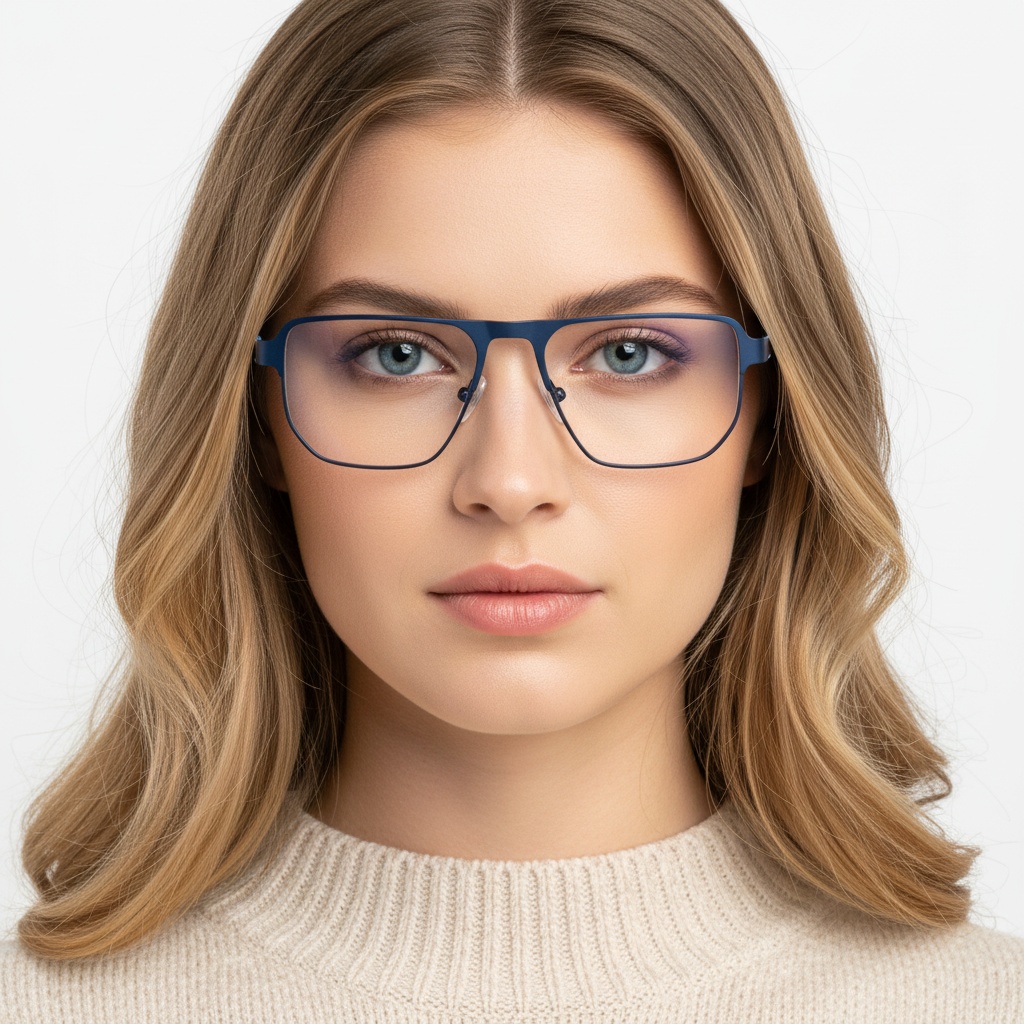 BS2425-0105_Blue_Rectangular_Metal_Glasses_model