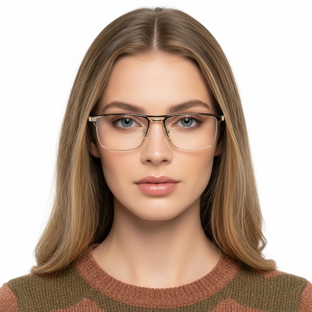 BS2425-0333_Golden_Rectangular_Metal_Glasses_model