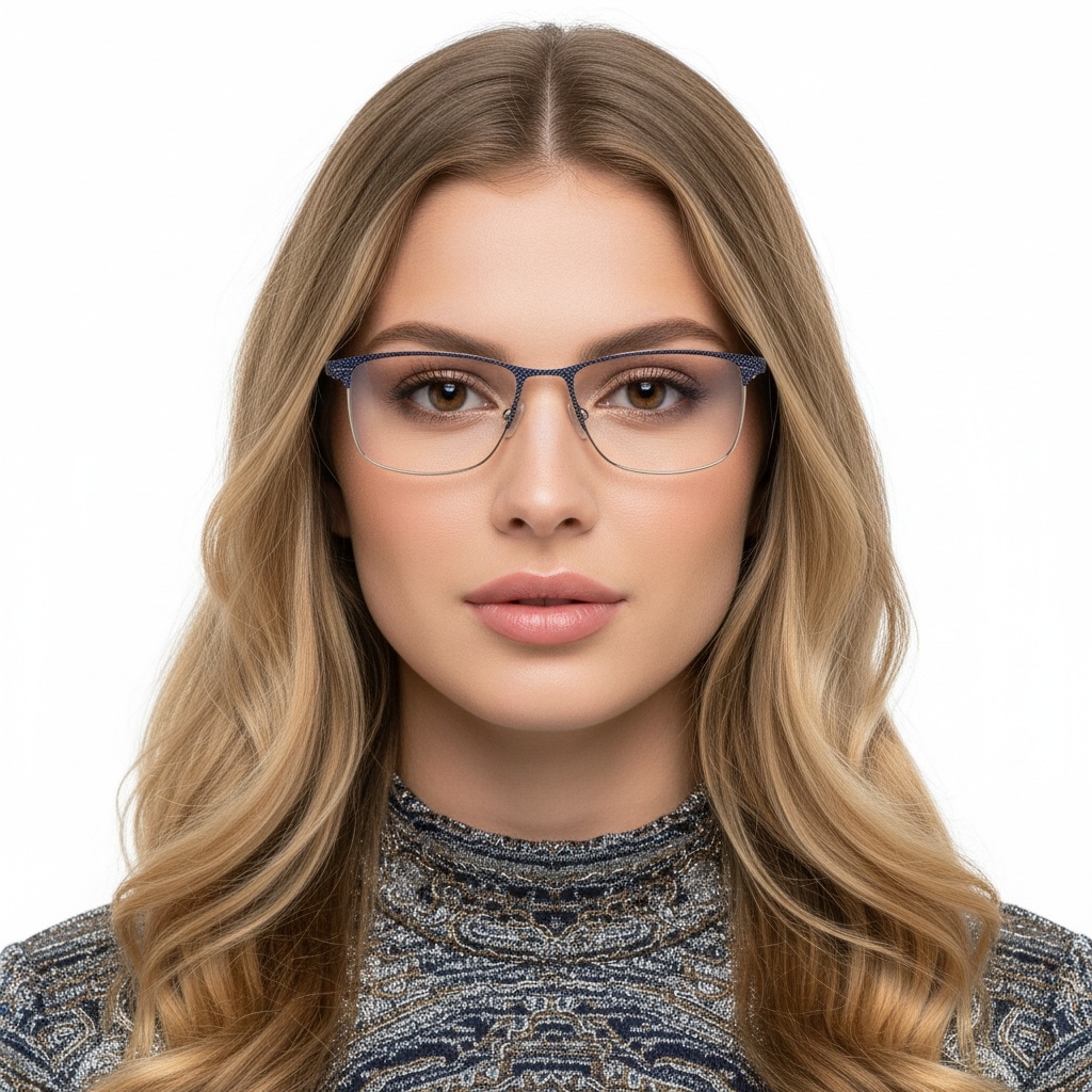 BS2425-0345_Blue_Rectangular_Metal_Glasses_model