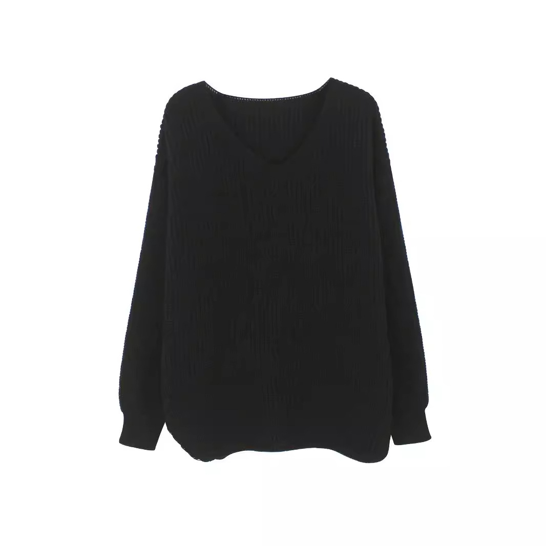 Chunky Knit V-Neck Sweater - Casual Fall Winter Pullover SSU-00024