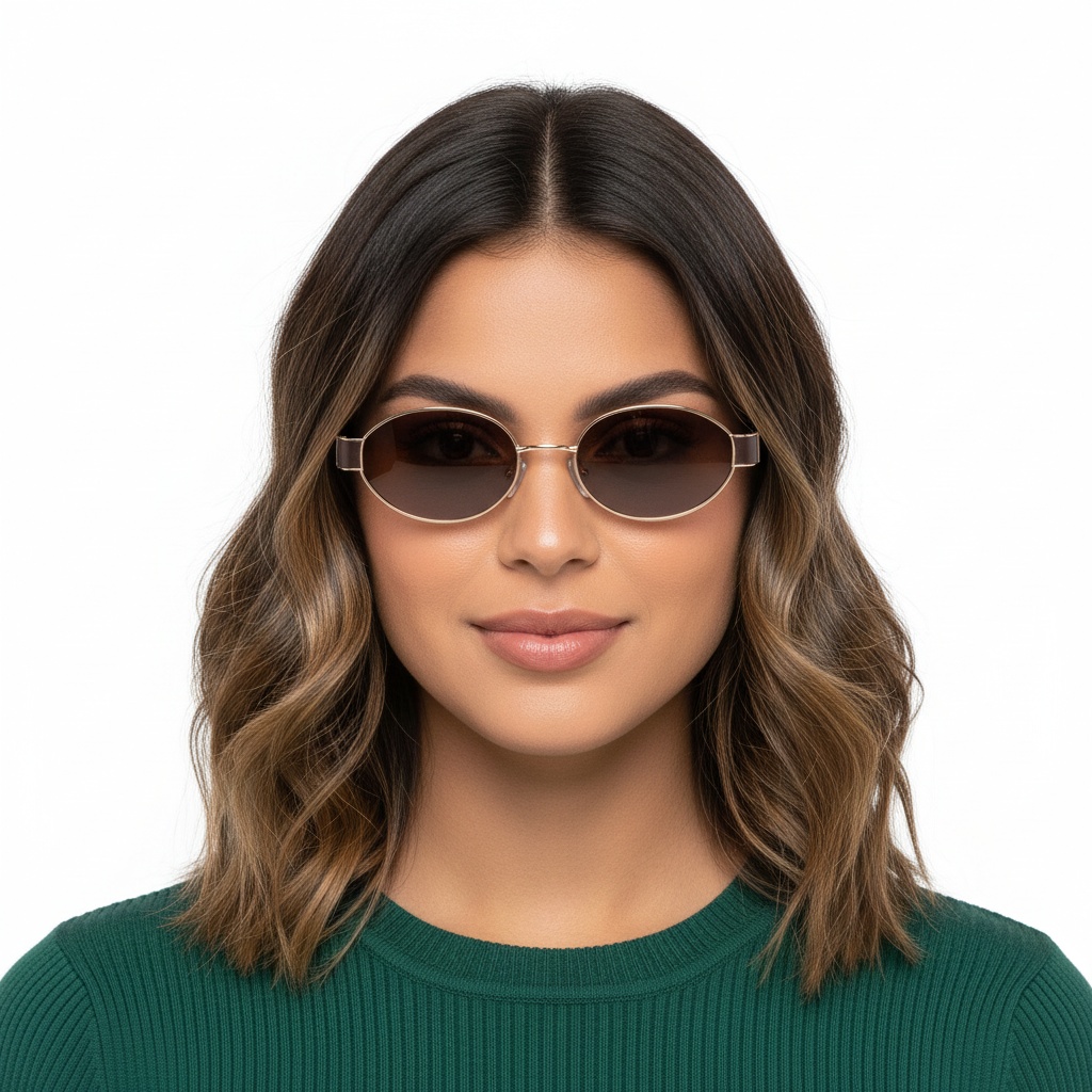 BS2503-0048_Pink_Oval_Metal_Sunglasses_model