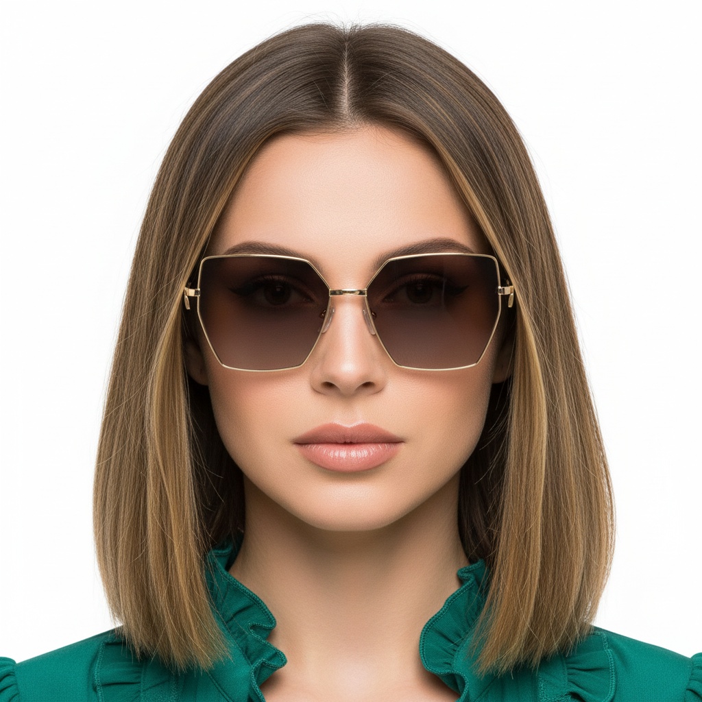BS2503-0053_Golden_Geometric_Metal_Sunglasses_model