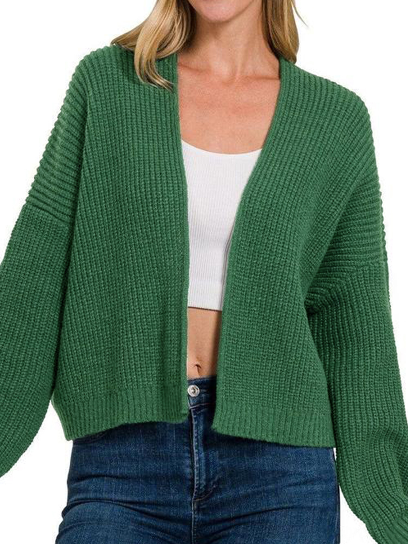 Knit Cardigan Cropped Sweater - Lightweight Spring Autumn Outerwear