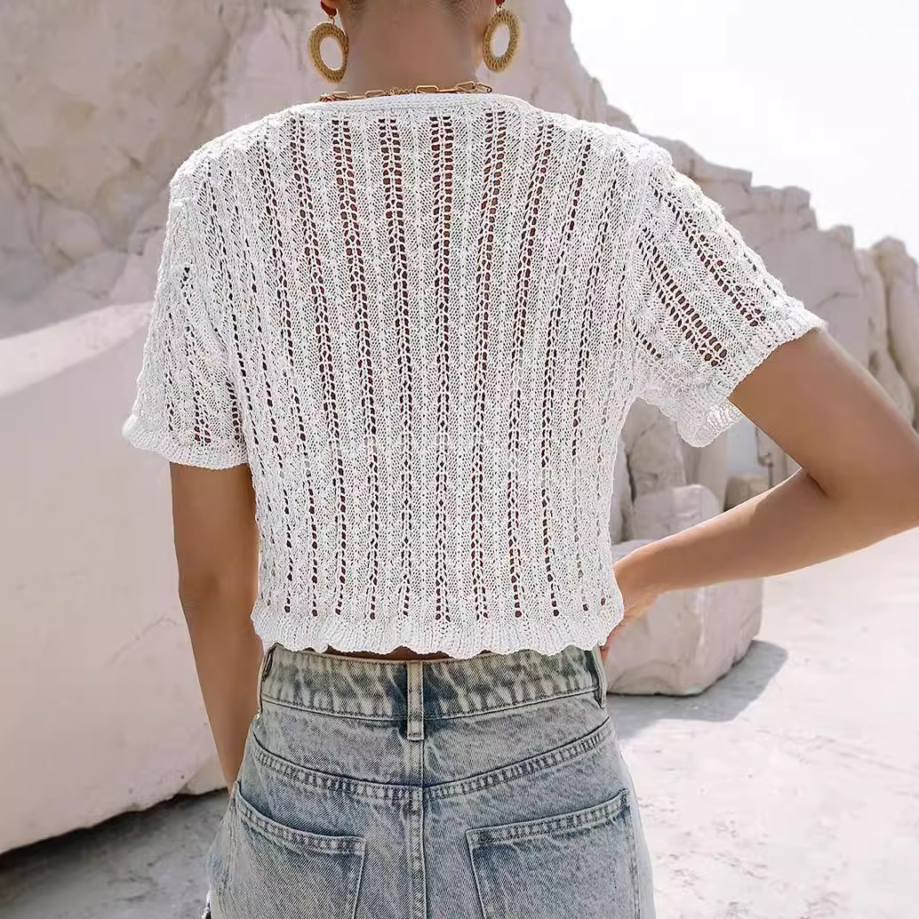 Crochet Knit Tie Front Cardigan - Summer Beach Cover Up