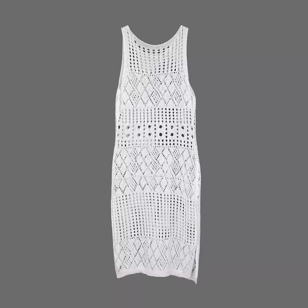 Knitted Sleeveless Split Maxi Dress - Beach Vacation