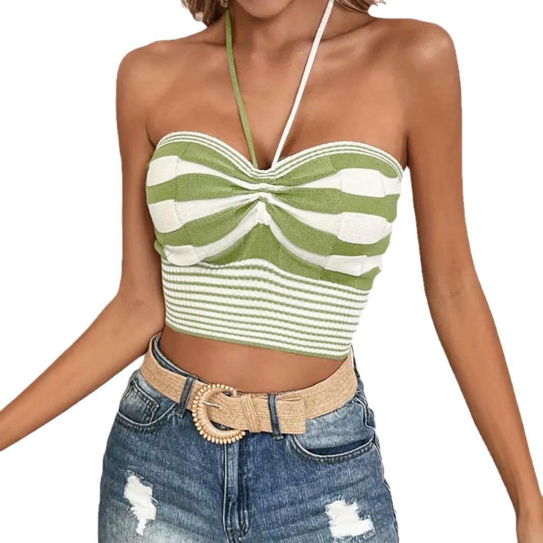 Knitted Halter Crop Top - Strapless Beach Tank Summer SSU-00027