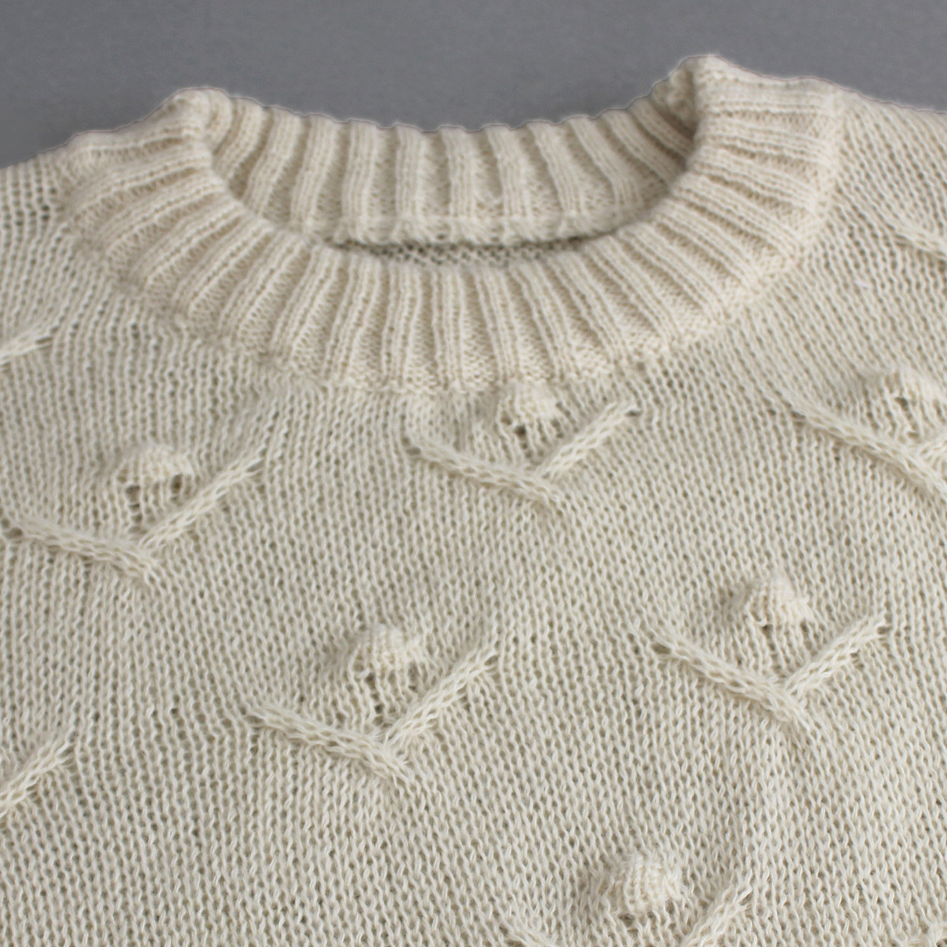 Knit Crewneck Long Sleeve Pullover Hollow Out Top - Spring/Autumn SSU-00069