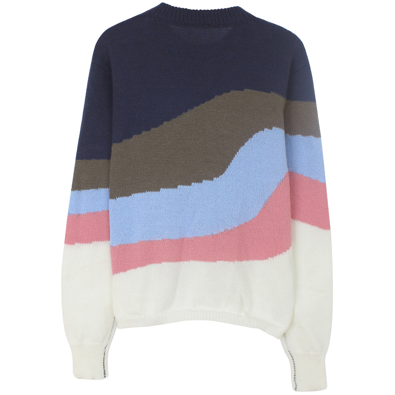 Knit Sweater Color Block Long Sleeve Crewneck Pullover SSU-00115