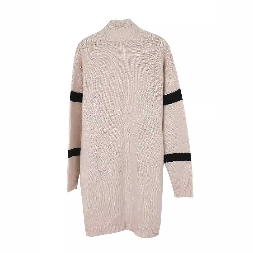 Knitted Sweater Women Long Cardigan Color Block Long Sleeve Outerwear SSU-00001