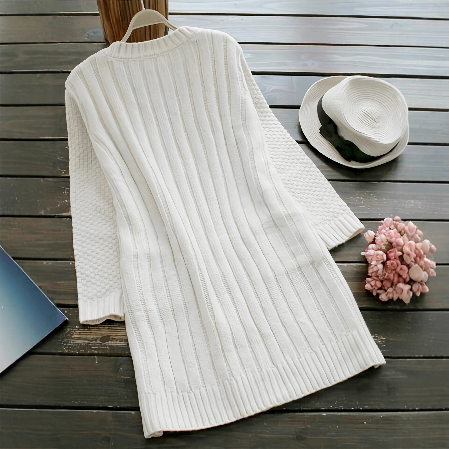 Women's Knit Button Cardigan Cable Knit Pocket Spring Autumn