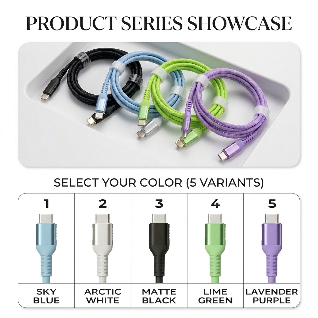 66W Liquid Silicone Fast Charging Cable, USB Type-C/Micro USB/iPhone Charger Cord, Tangle-Free