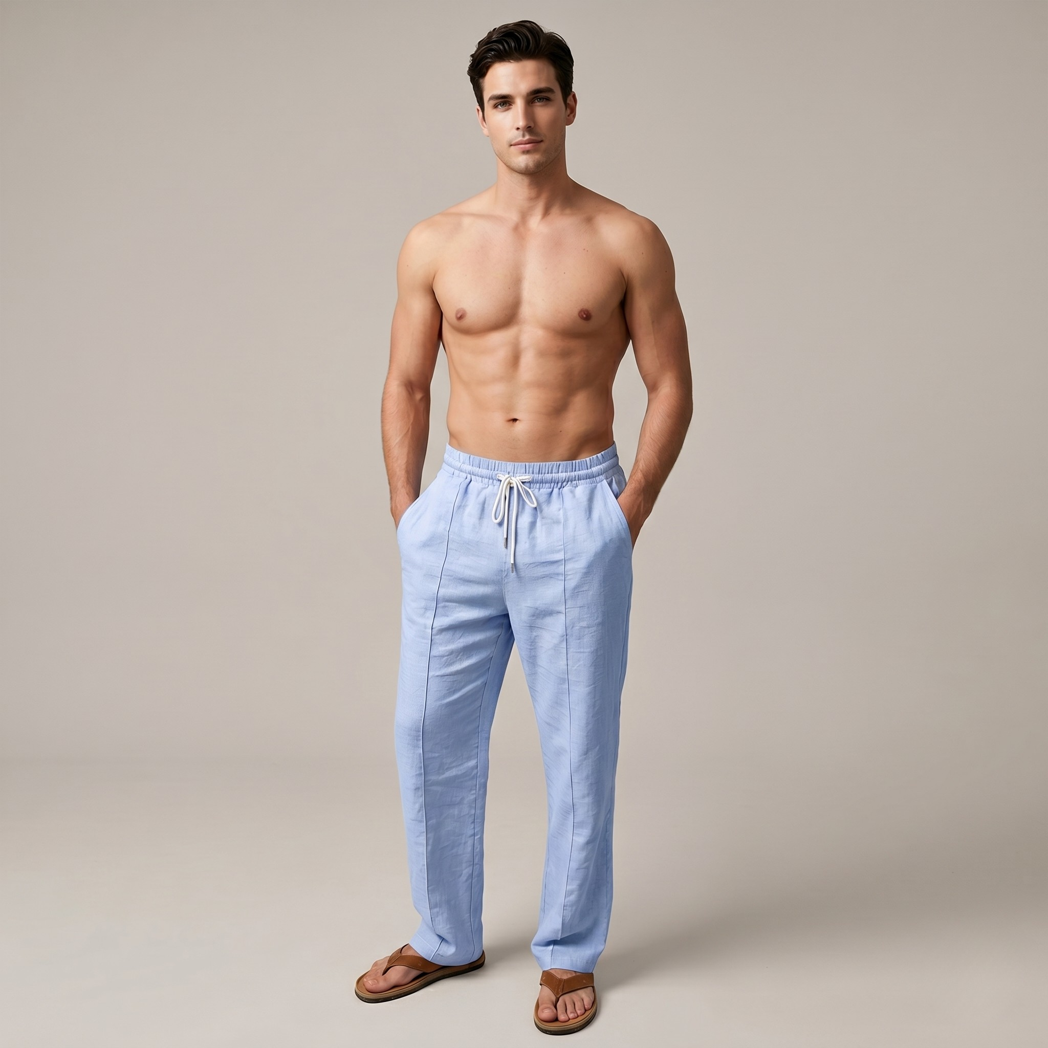 Men's Striped Drawstring Loose Fit Sweatpants