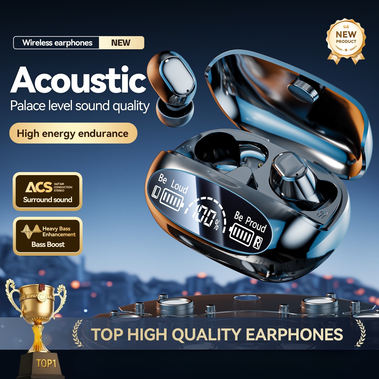 Wireless 6.0 Earbuds with LED Digital Power Display Model#M151