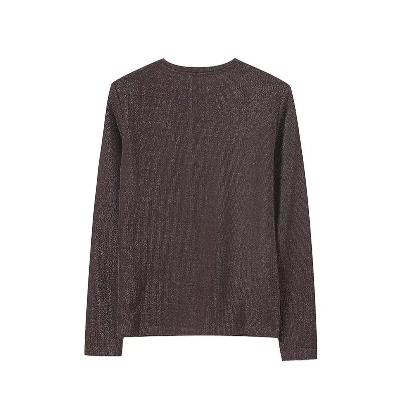 Women's Metallic Long Sleeve T-Shirt Slim Fit KUN-00009