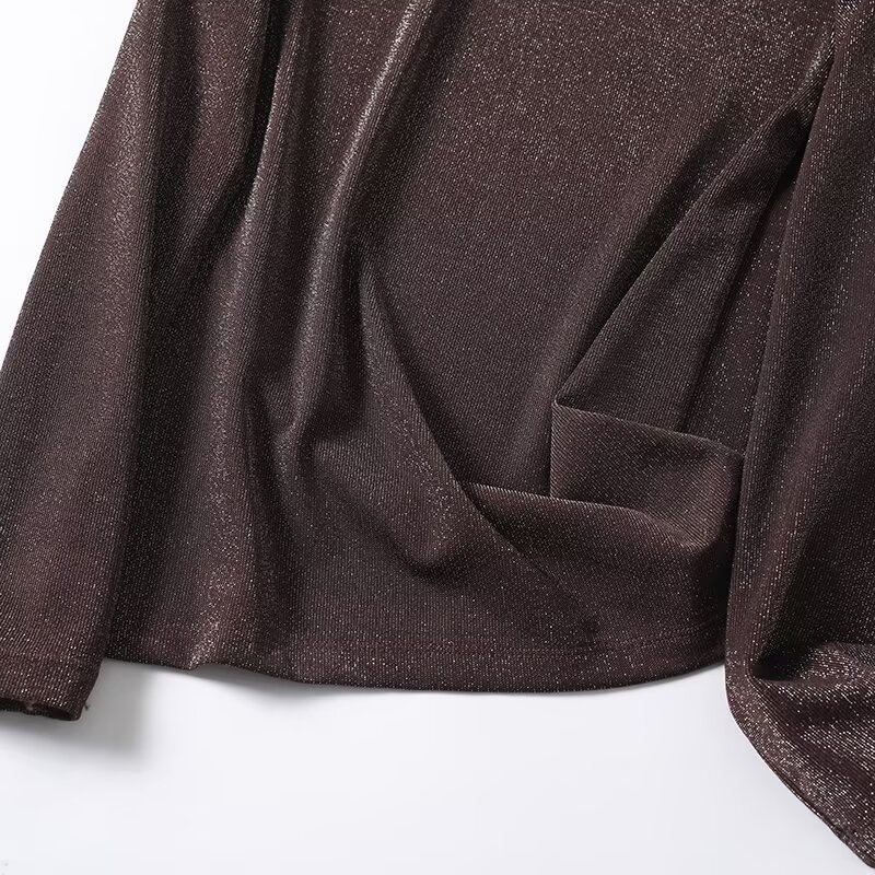 Women's Metallic Long Sleeve T-Shirt Slim Fit KUN-00009