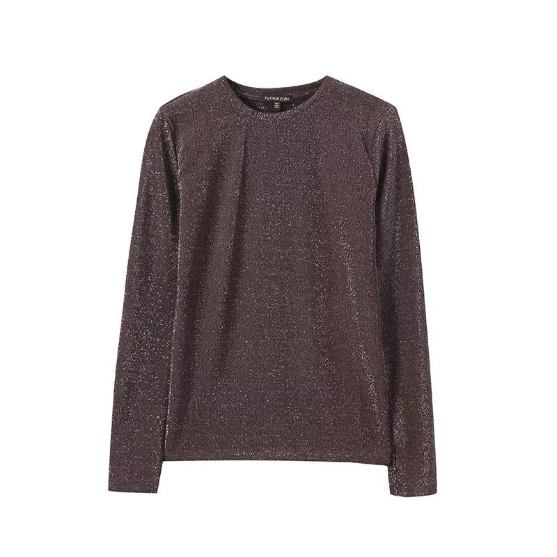 Women's Metallic Long Sleeve T-Shirt Slim Fit KUN-00009