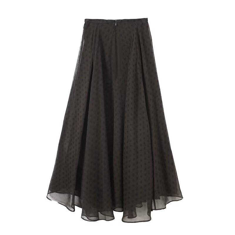 Midi Skirt Polka Dot High Waist Asymmetric KUN-00027