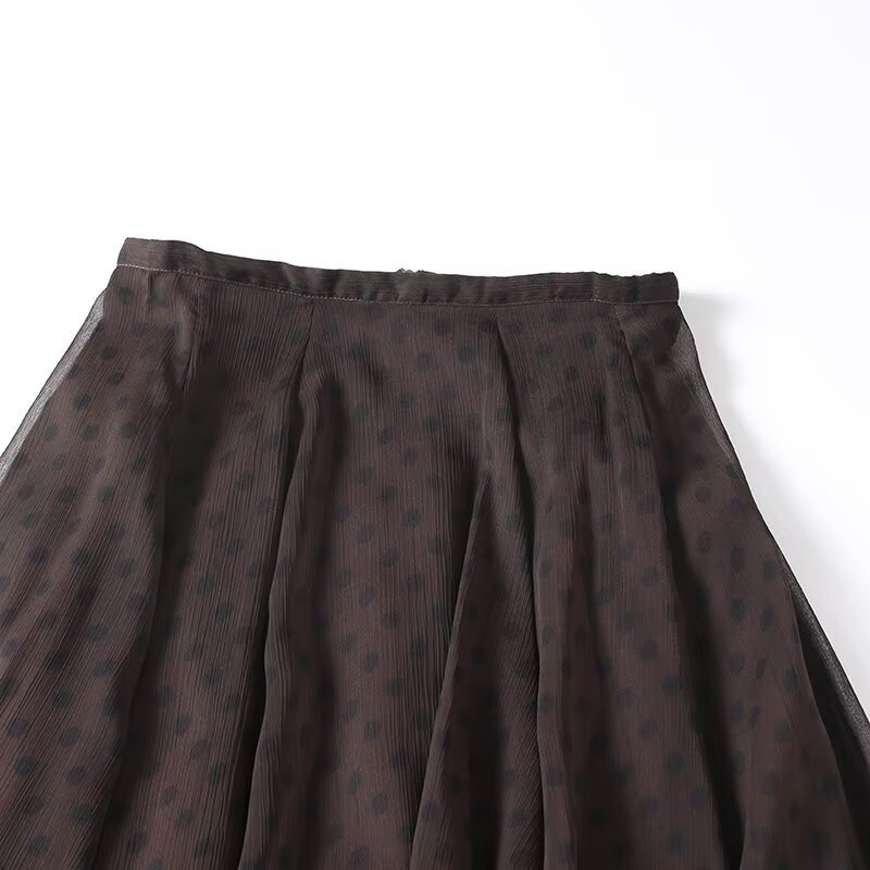 Midi Skirt Polka Dot High Waist Asymmetric KUN-00027