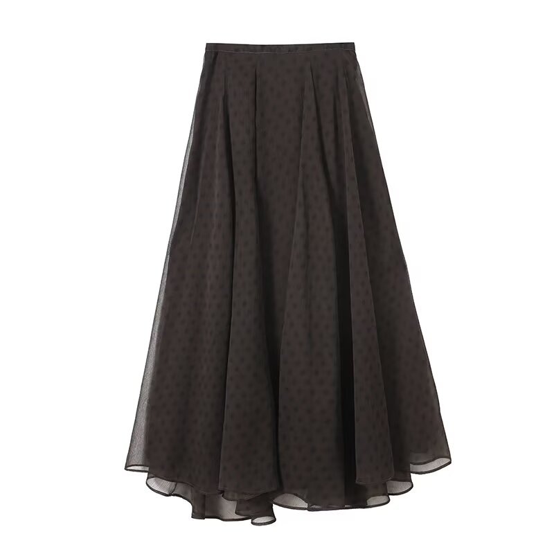 Midi Skirt Polka Dot High Waist Asymmetric KUN-00027